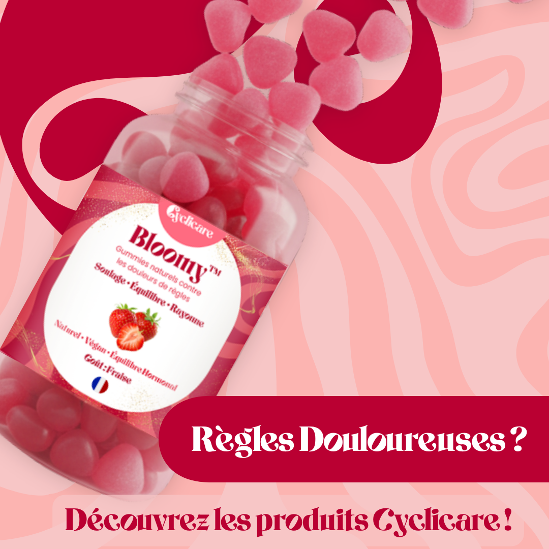 Bloomy™ – Gummies naturels contre les douleurs de règles (Goût Fraise) Cyclicare
