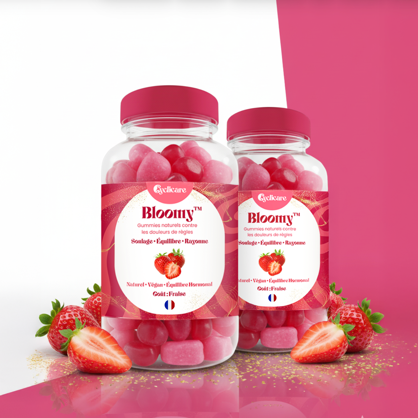 Bloomy™ – Gummies naturels contre les douleurs de règles (Goût Fraise) Cyclicare